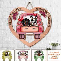 Thumbnail for The Road To My Heart Is Paved With Paw Prints Dog Car Shaped Wood Sign Dung-Yen