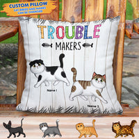 Thumbnail for Personalized Trouble Makers Cat Mom Pillow, Gift For Cat Lover