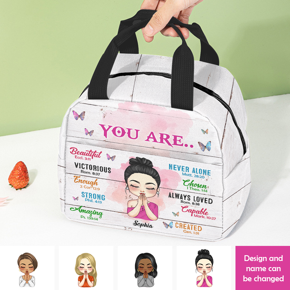 Personalized God Says You Are Bible Quote Lunch Bag, Gift For Family