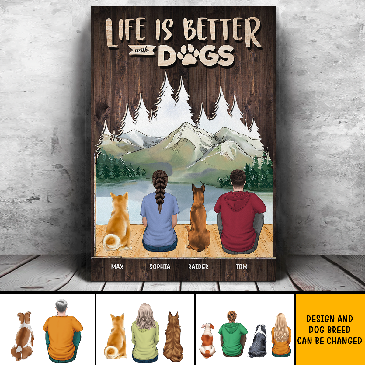 Life Is Better With Dogs Canvas, Best Printed Gift For Dog Lovers JonxiFon