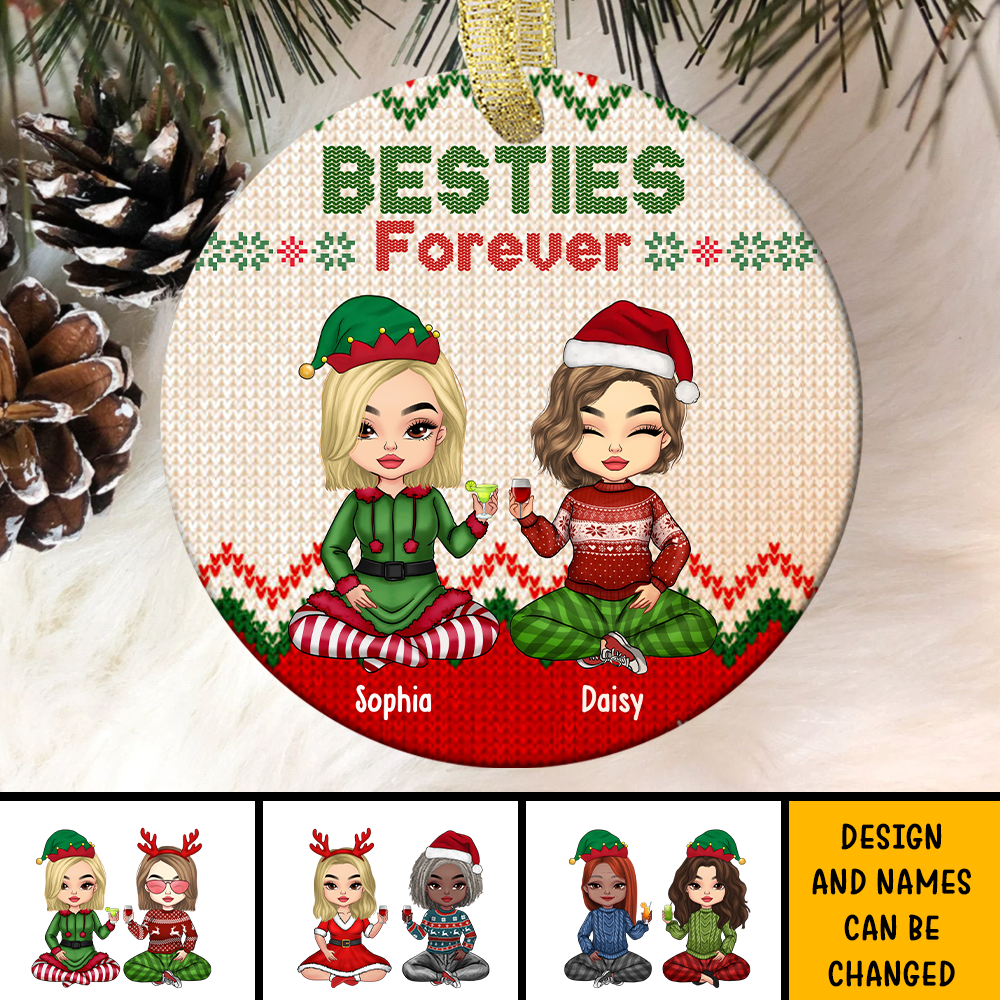 Besties Friends Forever Christmas Personalized Ornament, Customized Holiday Ornament CHI-DIEP