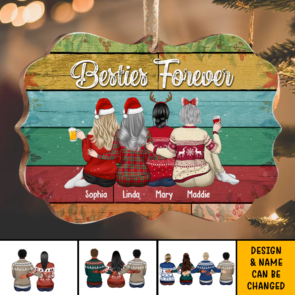 Personalized Besties forever Benelux Shaped Wood Christmas Ornament DUNG-DIEP