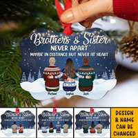 Thumbnail for Personalized Brothers & Sisters Never Apart Benelux Shaped Wood Christmas Ornament DUNG-DIEP