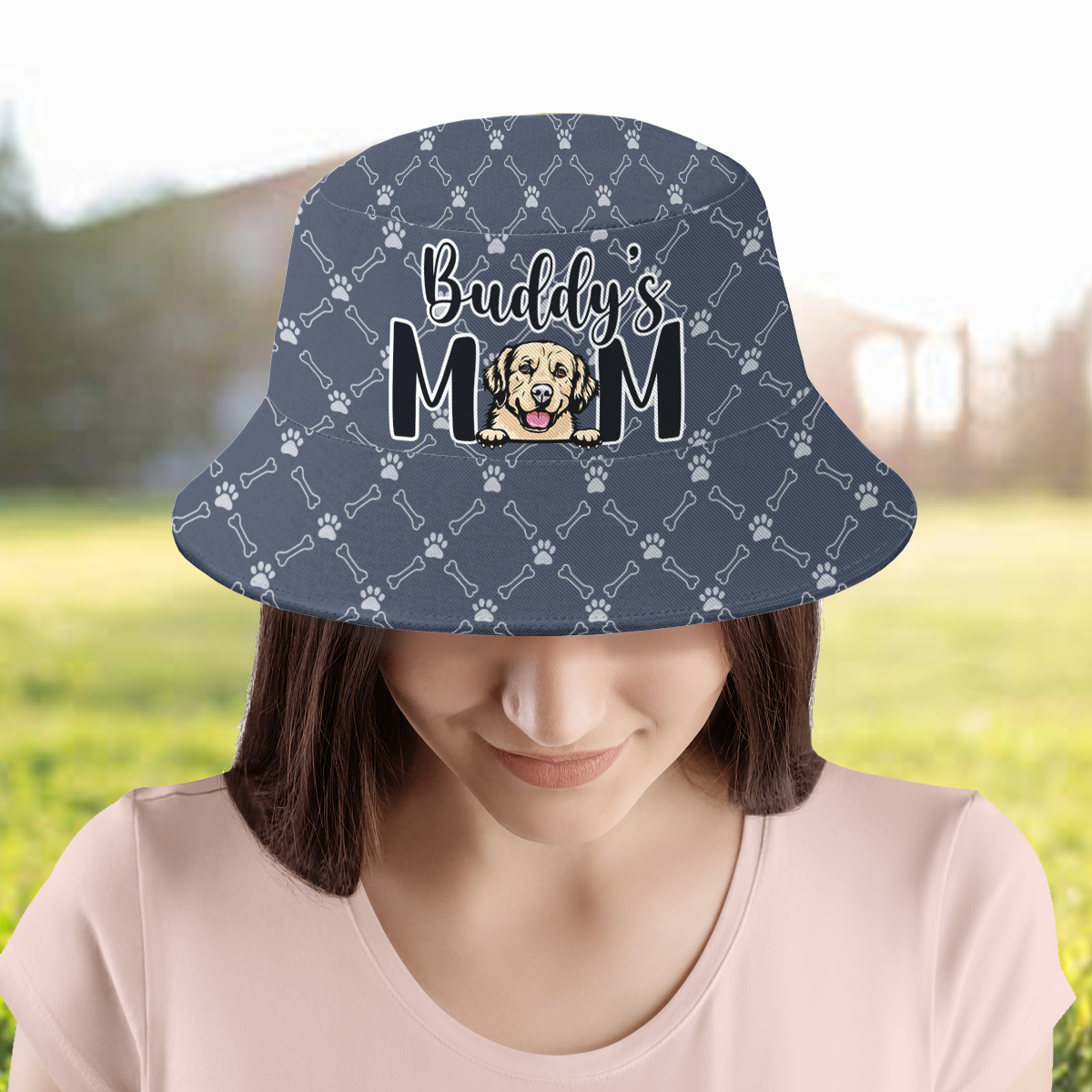 Dog Mom Monogram Bucket Hat, Dog Lover Gift