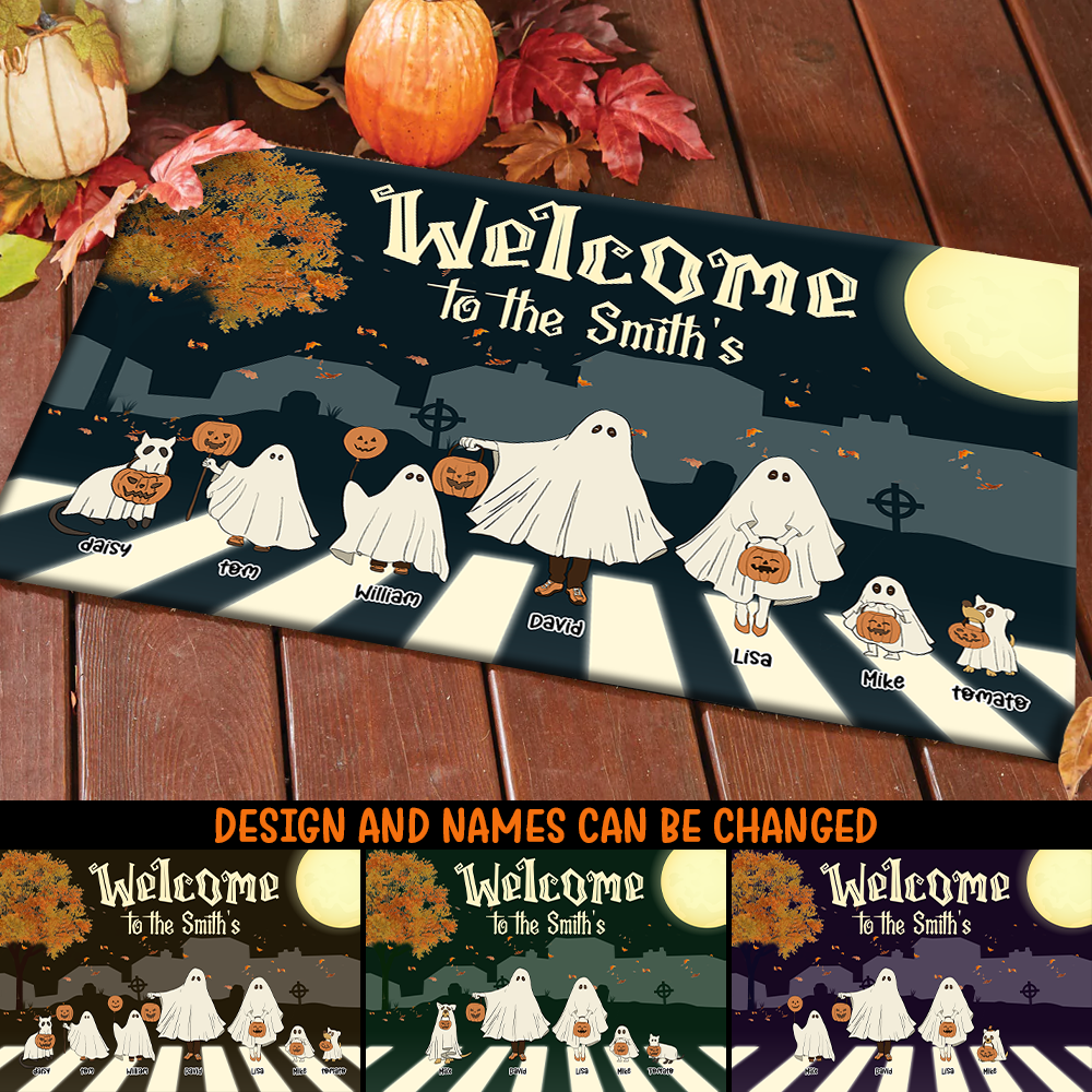 Personalized Welcome To Family Halloween Ghoul Doormat CHI-DIEP