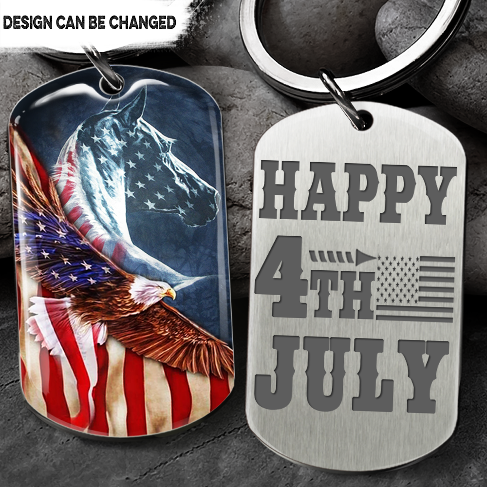 Happy US Independence Day- Personalized God America Keychain, Independence Day Gift