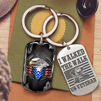 Thumbnail for I Walked The Walk US Veteran  Metal Keychain, Independence Day Gift