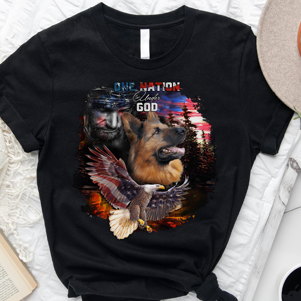 America one nation under god german shepherd - Gift For Dog Lover For German Shepherd Lover For Pet Lover T Shirt Black