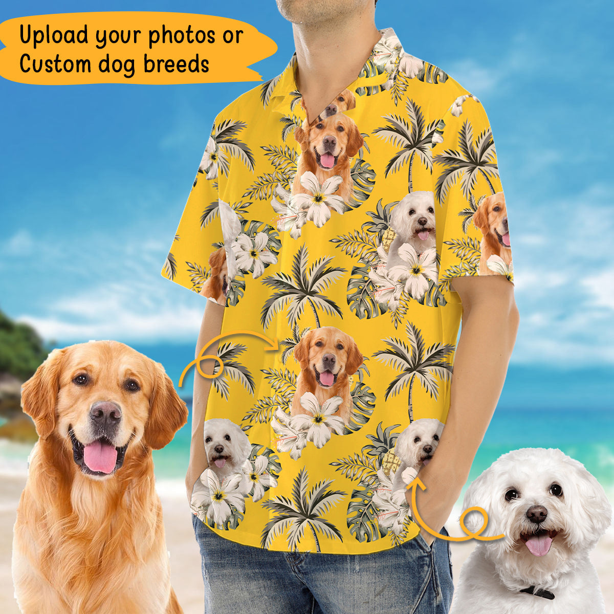 Personalized Dog Tropical Hawaiian Shirt, Custom Pet Photo Gift AI