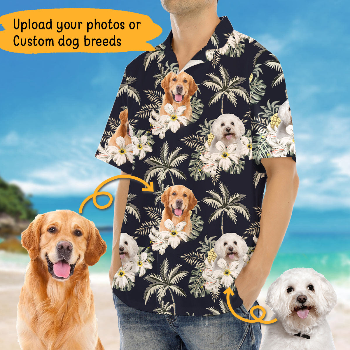 Personalized Dog Tropical Hawaiian Shirt, Custom Pet Photo Gift AI