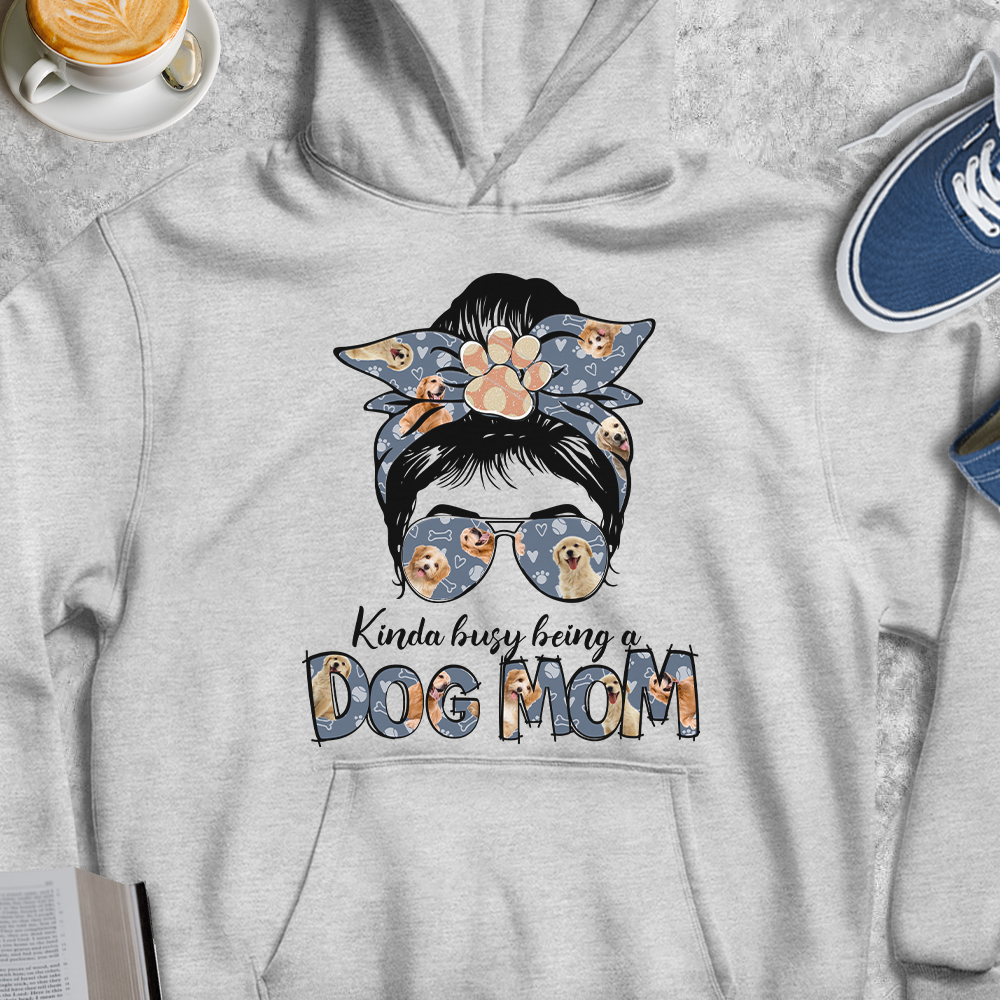 Kinda Busy Being A Dog Mom Shirt, Custom Pet Face Tee