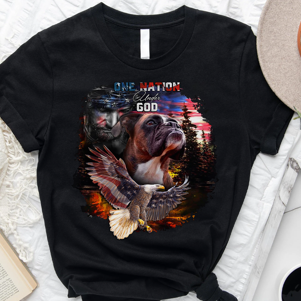 America one nation under god boxer - Gift For Dog Lover For Boxer Lover For Pet Lover T Shirt Black