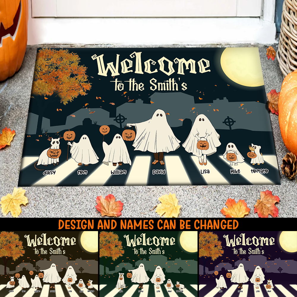 Personalized Welcome To Family Halloween Ghoul Doormat CHI-DIEP