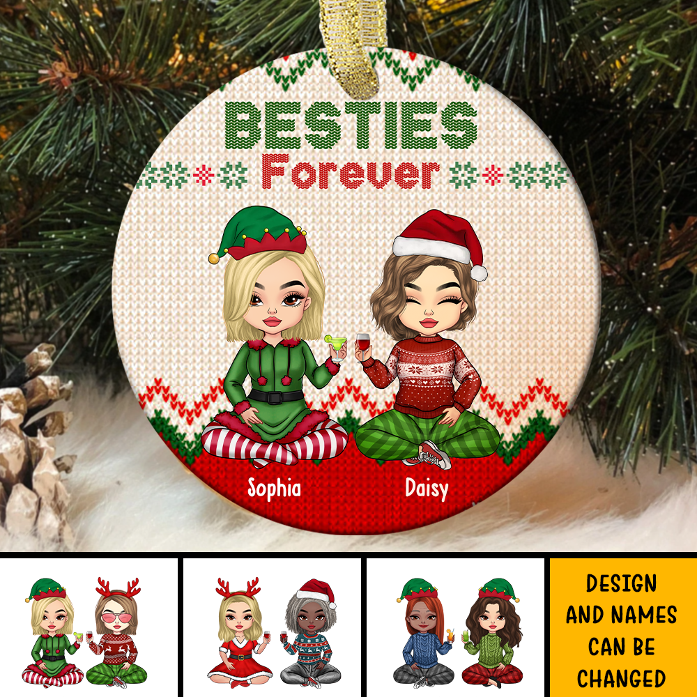 Besties Friends Forever Christmas Personalized Ornament, Customized Holiday Ornament CHI-DIEP