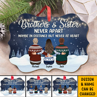 Thumbnail for Personalized Brothers & Sisters Never Apart Benelux Shaped Wood Christmas Ornament DUNG-DIEP