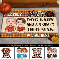 Thumbnail for Personalized Crazy Dog Lady And Grumpy Old Man Live Here Doormat, Dog Lover Gift CHI-DIEP