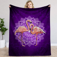 Thumbnail for Purple Mandala Flamingo Blanket - Flamingo Lovers Gift, Animal Lover Gift, Bird Lover Gift