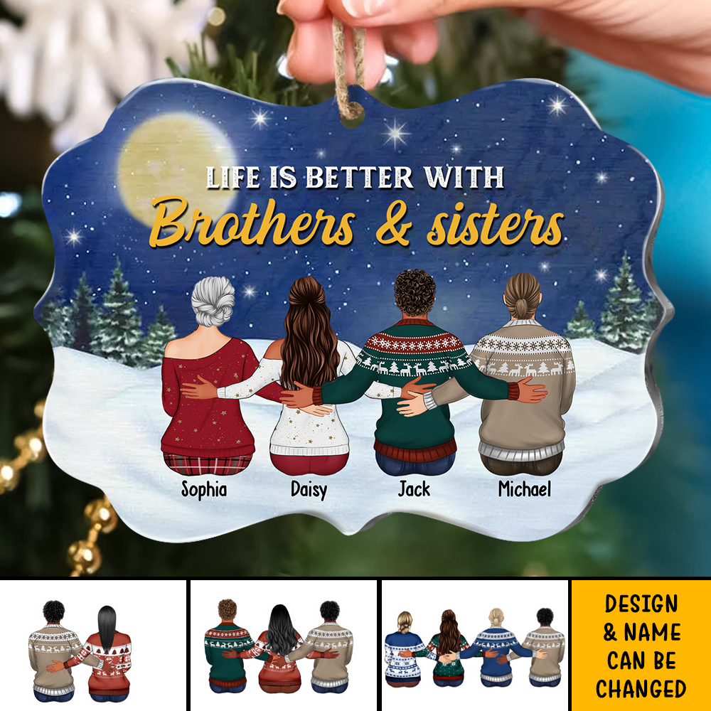 Life Is Better With Brothers & Sisters Benelux Shaped Wood Christmas Ornament DUNG-DIEP