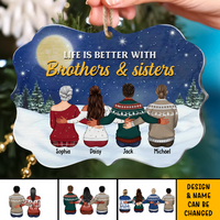 Thumbnail for Life Is Better With Brothers & Sisters Benelux Shaped Wood Christmas Ornament DUNG-DIEP