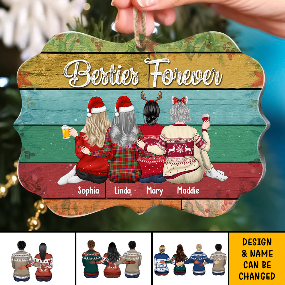 Personalized Besties forever Benelux Shaped Wood Christmas Ornament DUNG-DIEP