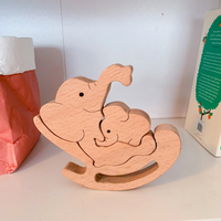 Thumbnail for Elephant Mum & Baby Wood Sculpture, New Mom Gift