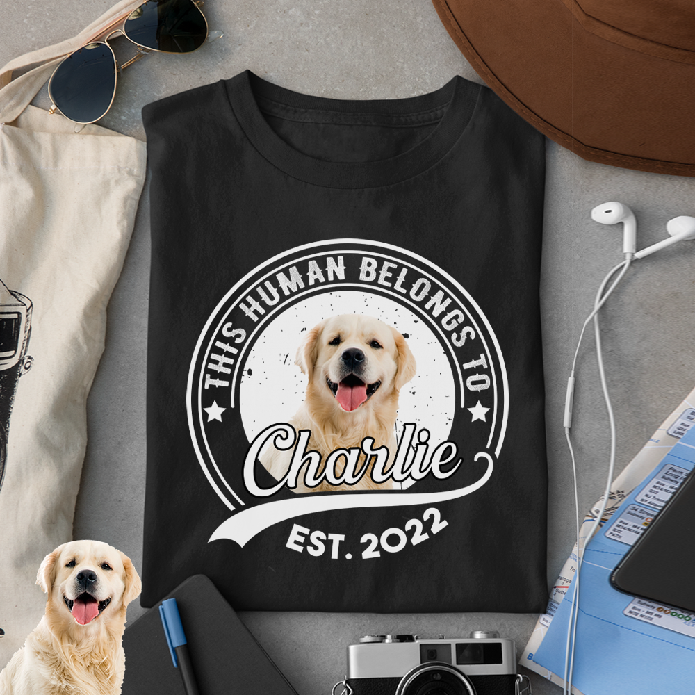 This Human Belongs To With Dog Photo Shirt, Gift for Dog Lovers