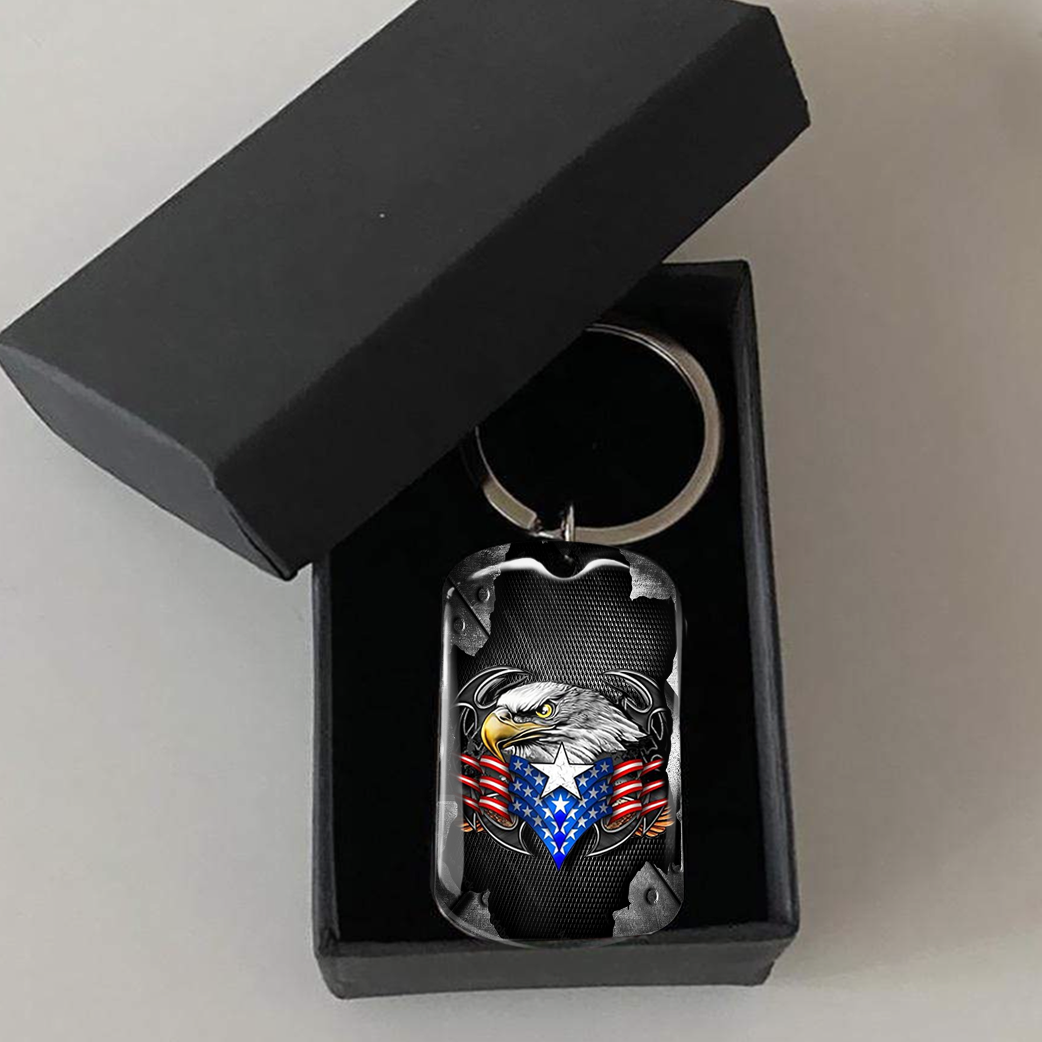 I Walked The Walk US Veteran  Metal Keychain, Independence Day Gift