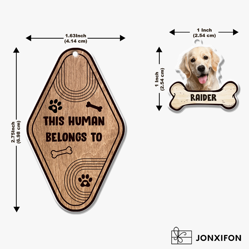 This Human Belongs To Dog Bone Acrylic Keychain, Dog Lover Gift YHN-DIEP