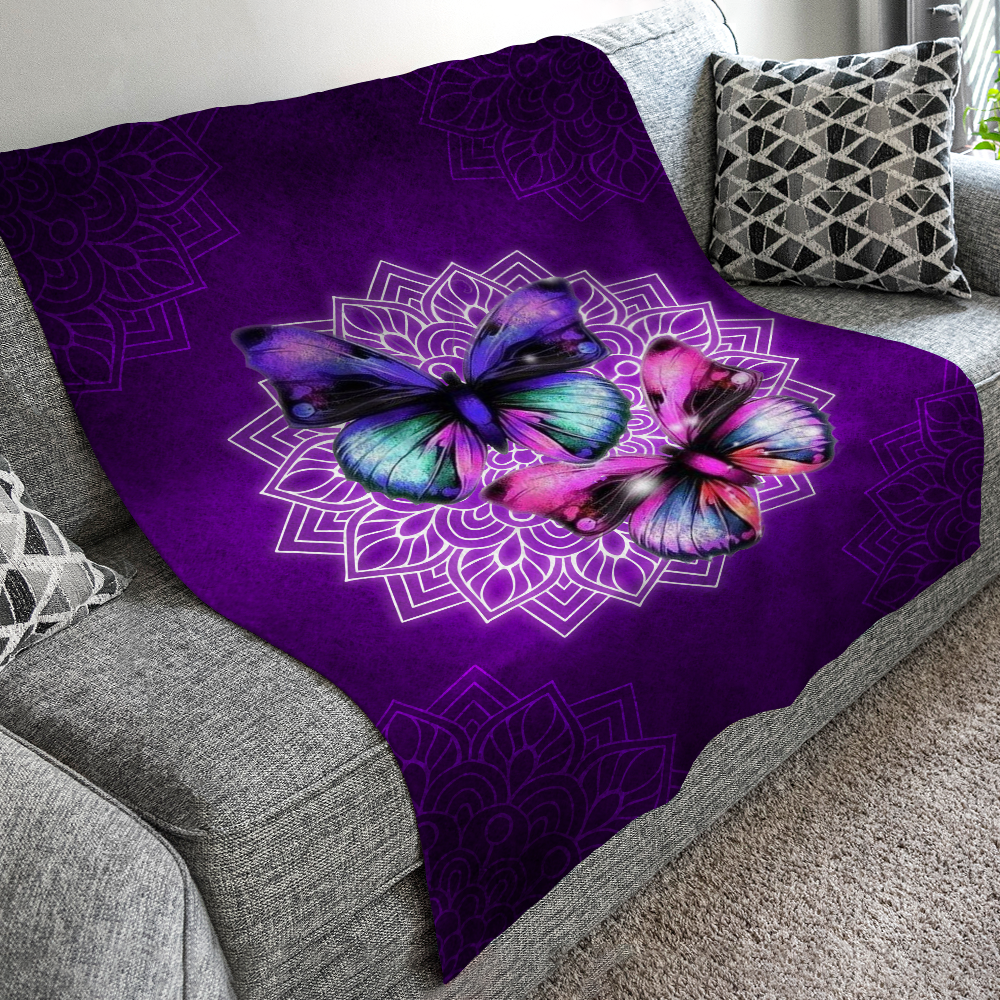 Purple Mandala Butterfly Blanket - Butterfly Lovers Gift, Animal Lover Gift