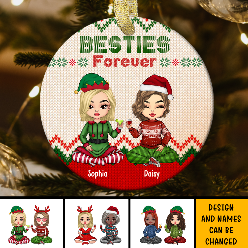 Besties Friends Forever Christmas Personalized Ornament, Customized Holiday Ornament CHI-DIEP