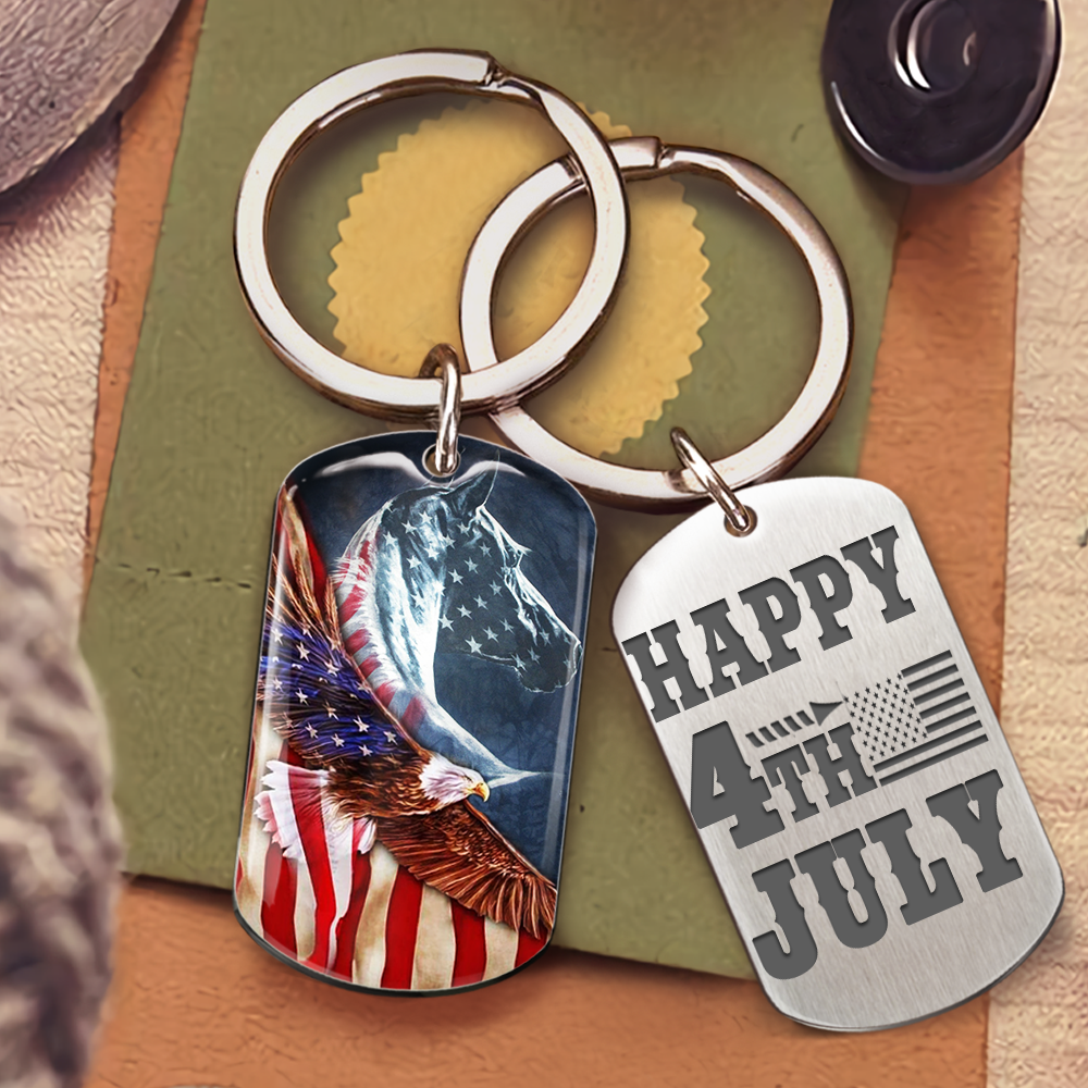 Happy US Independence Day- Personalized God America Keychain, Independence Day Gift