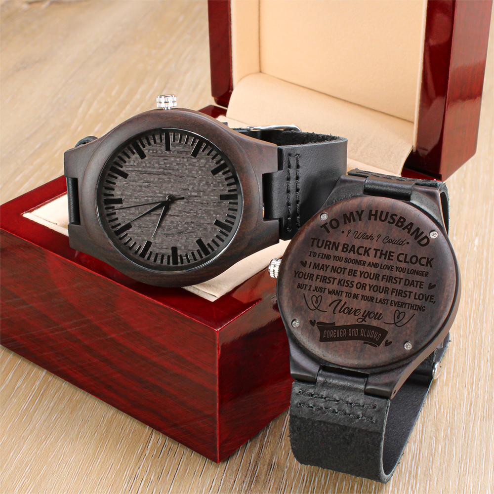 I Wish I Could  Engraved Wood Watch, Mens Watch