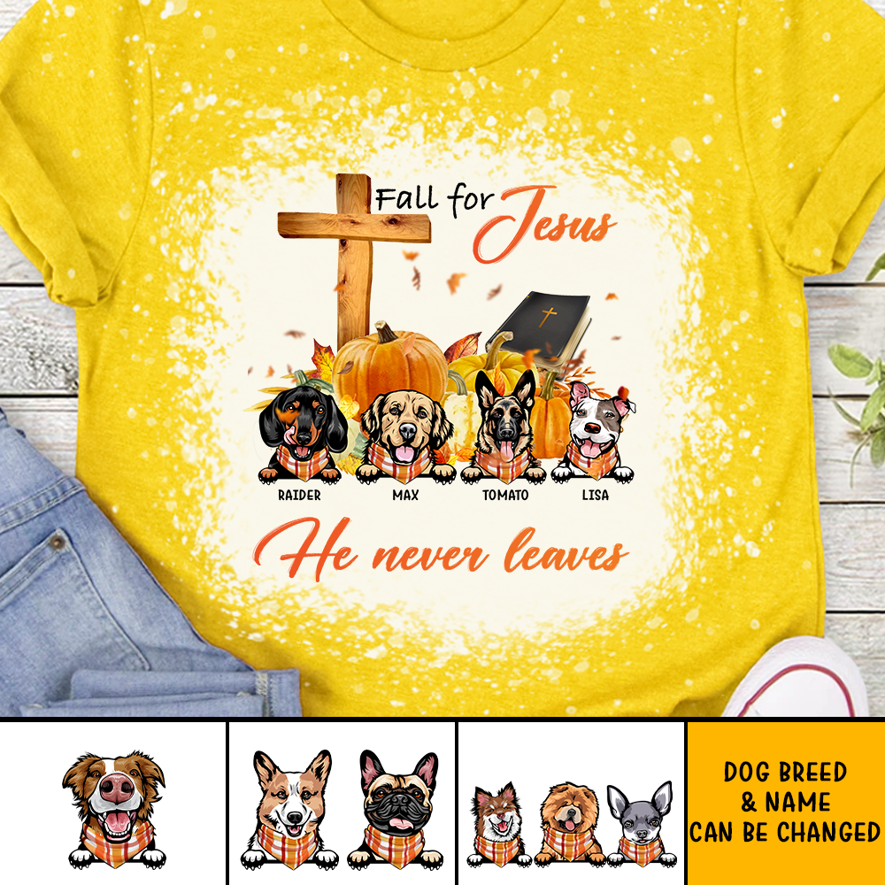 Fall For Jesus Dog Pumpkin 3D Bleach Shirt, DIY Pet Gift JonxiFon