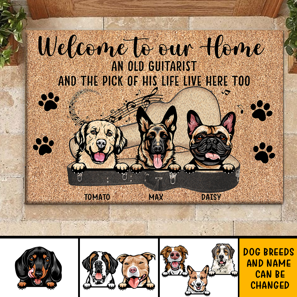 Guitarist His Pick And Dog Live Here Custom Doormat, DIY Gift For Dog Lovers CT-DIEP