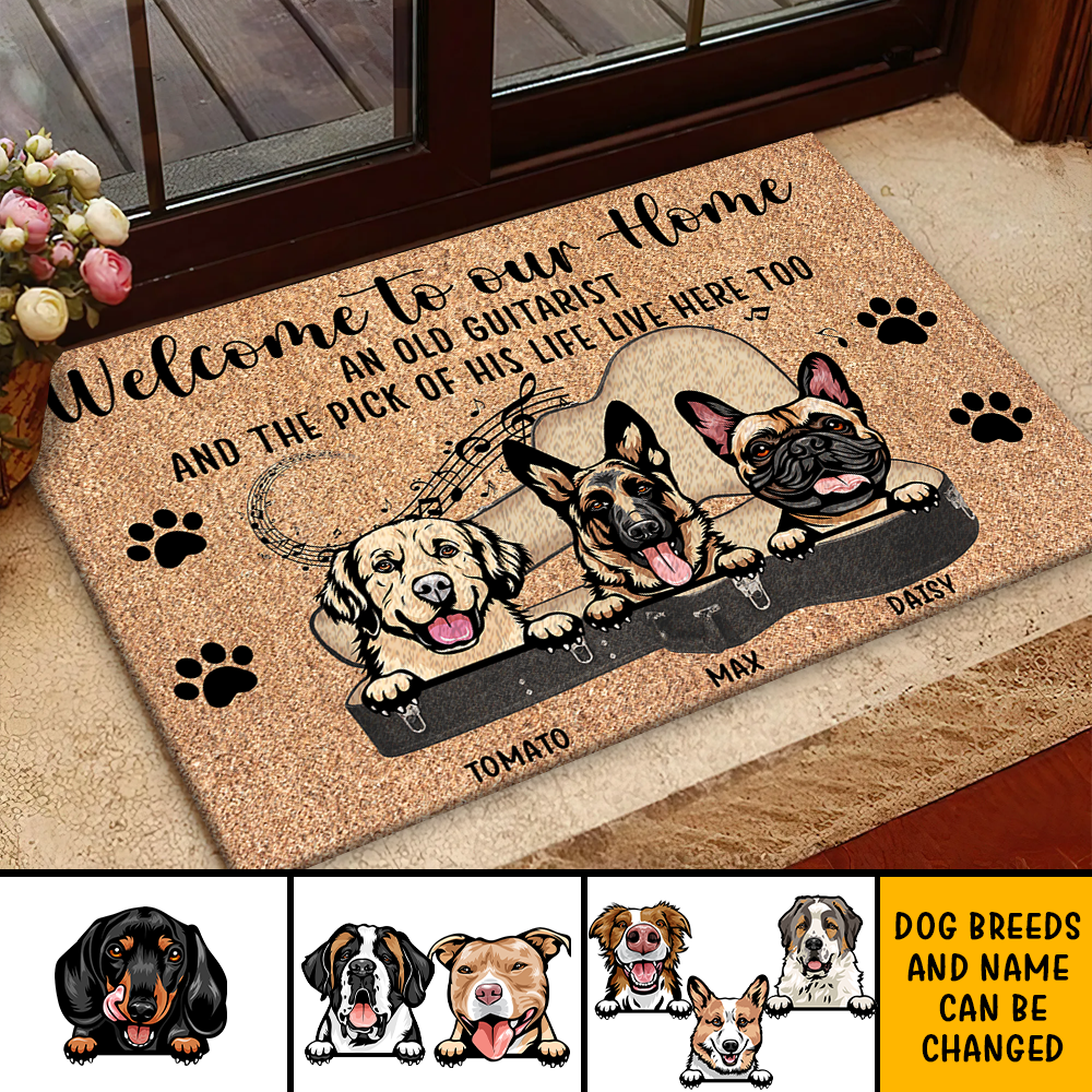 Guitarist His Pick And Dog Live Here Custom Doormat, DIY Gift For Dog Lovers CT-DIEP