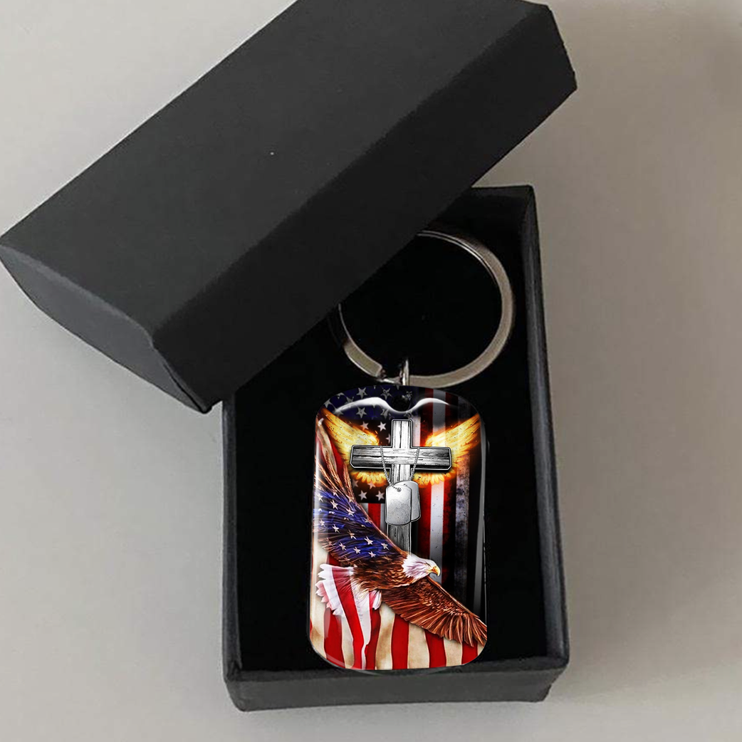 Happy US Independence Day- Personalized God America Keychain, Independence Day Gift