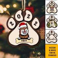 Thumbnail for Personalized Paw Shaped 2 Layered Wood Christmas Ornament, Dog Lovers Gift DUNG-DIEP