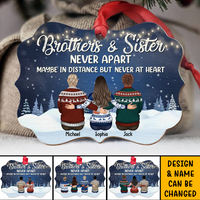 Thumbnail for Personalized Brothers & Sisters Never Apart Benelux Shaped Wood Christmas Ornament DUNG-DIEP