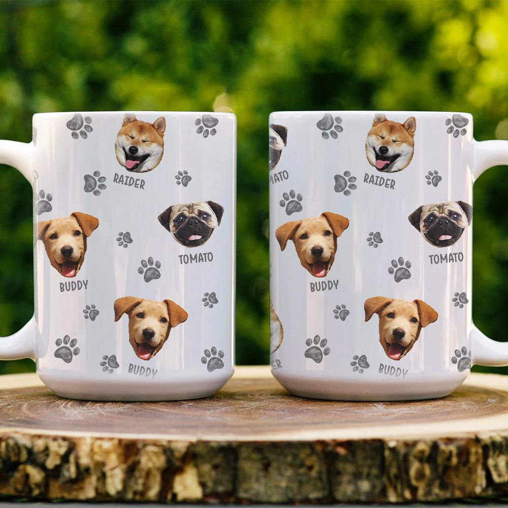 Dog Face Mix Paw Coffee Mug, Dog Lover Gift