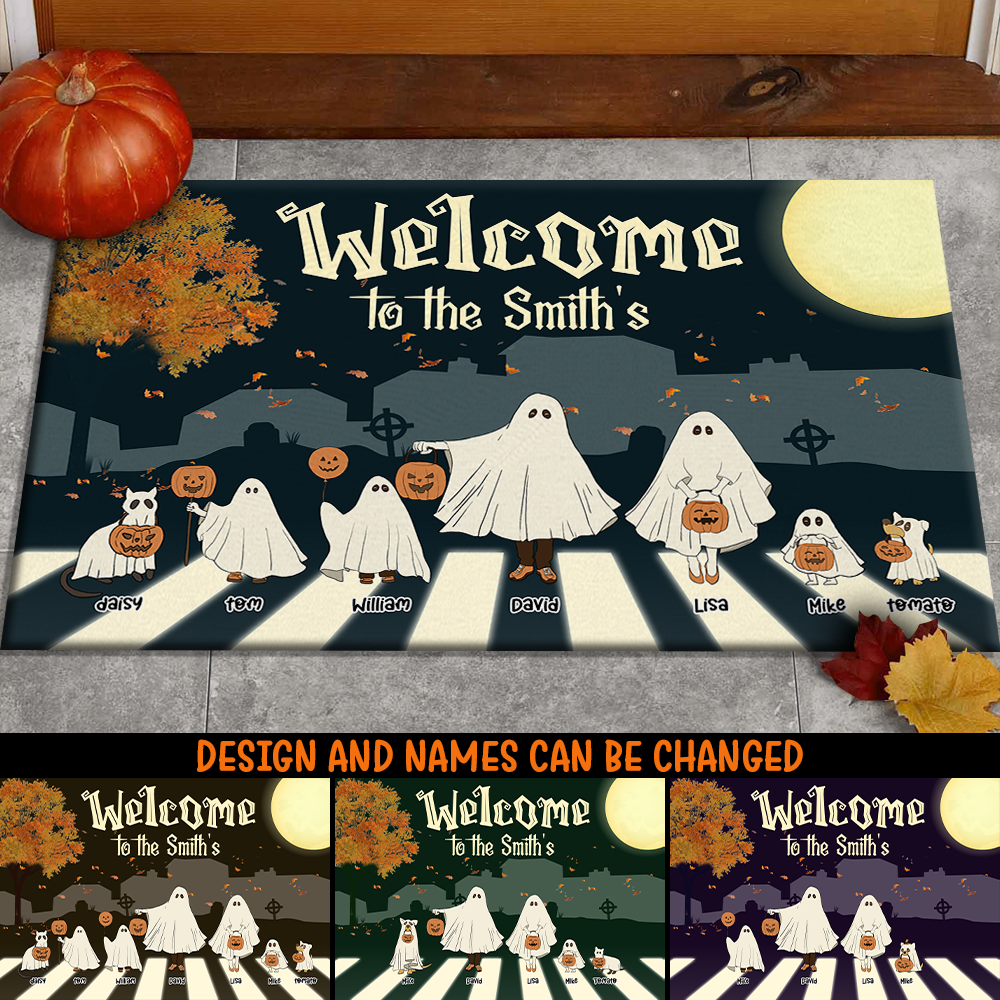 Personalized Welcome To Family Halloween Ghoul Doormat CHI-DIEP