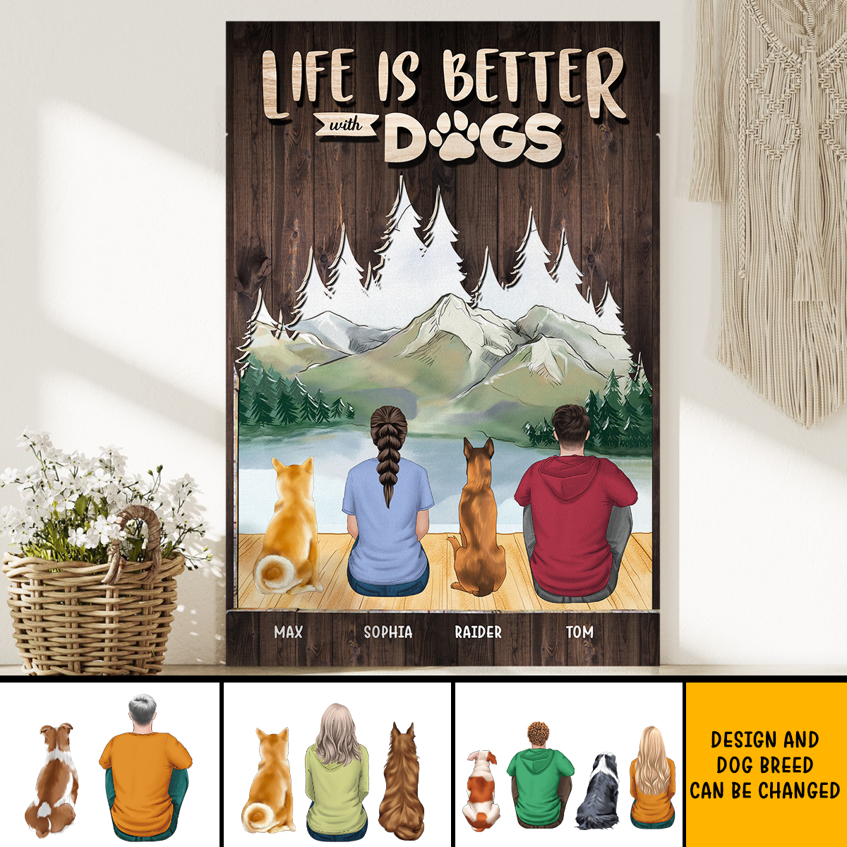 Life Is Better With Dogs Canvas, Best Printed Gift For Dog Lovers JonxiFon