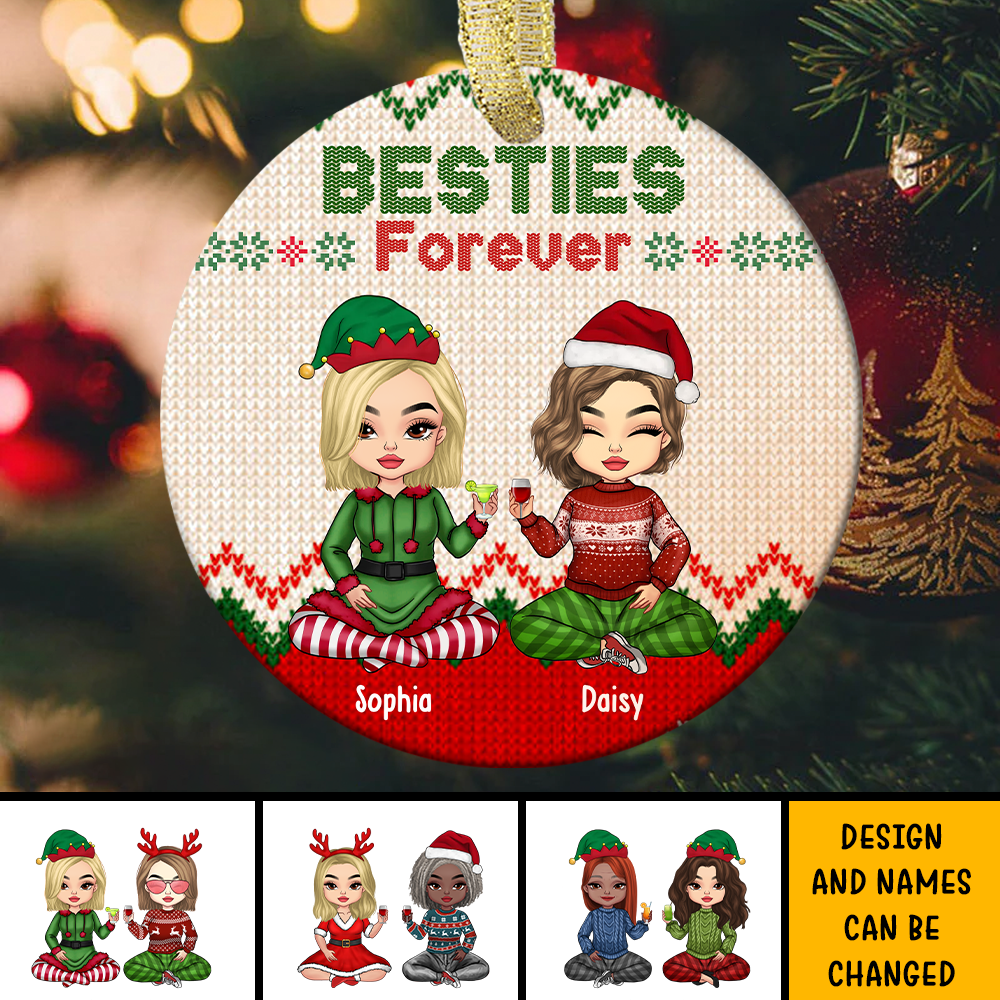 Besties Friends Forever Christmas Personalized Ornament, Customized Holiday Ornament CHI-DIEP