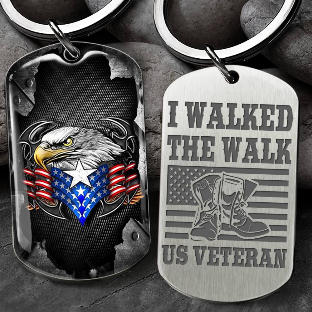 I Walked The Walk US Veteran  Metal Keychain, Independence Day Gift