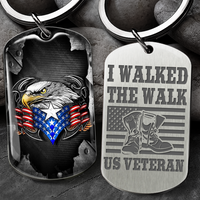 Thumbnail for I Walked The Walk US Veteran  Metal Keychain, Independence Day Gift