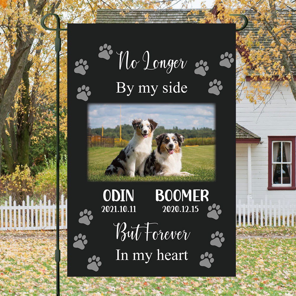 Gift For Loss Of A Pet-No Longer by my side-Personalized Custom Pet Photo Memorial Garden Flag - Jonxifon