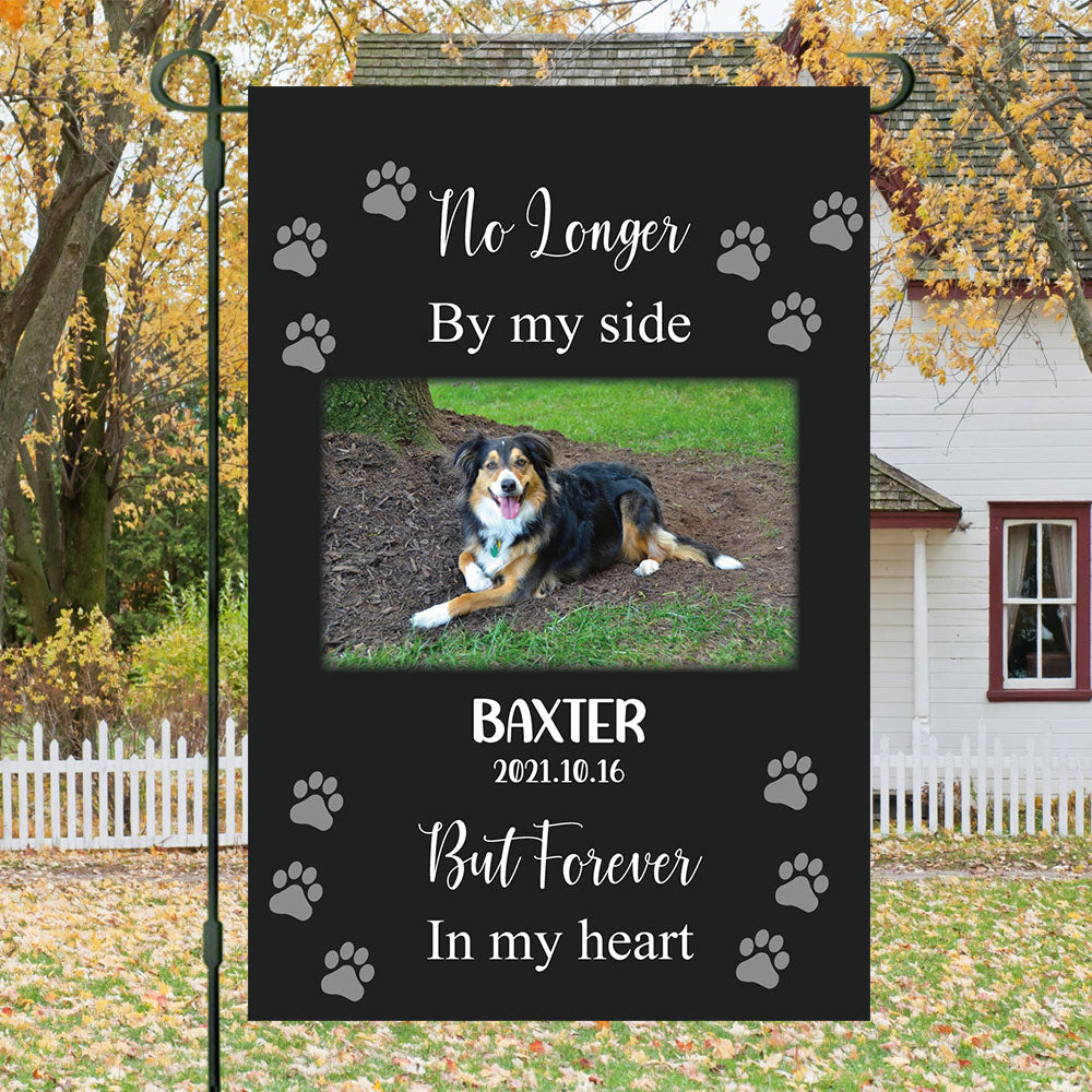 Gift For Loss Of A Pet-No Longer by my side-Personalized Custom Pet Photo Memorial Garden Flag - Jonxifon