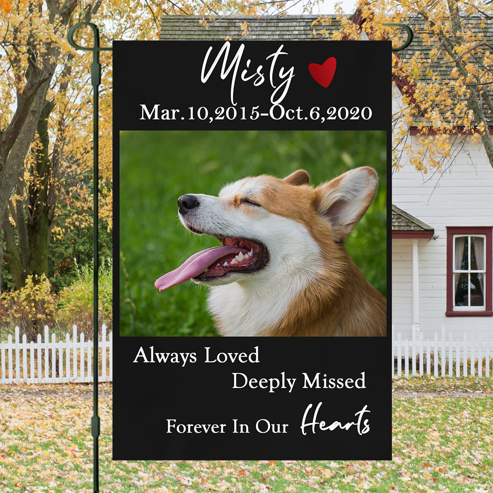 Gift For Loss Of A Pet-Forever In Our Hearts-Personalized Custom Pet Photo Memorial Garden Flag - Jonxifon