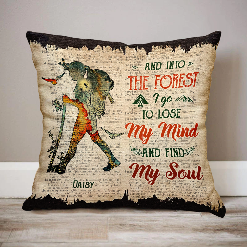 Personalized Into The Forest I Go Pillow, Gift For Camping Lover