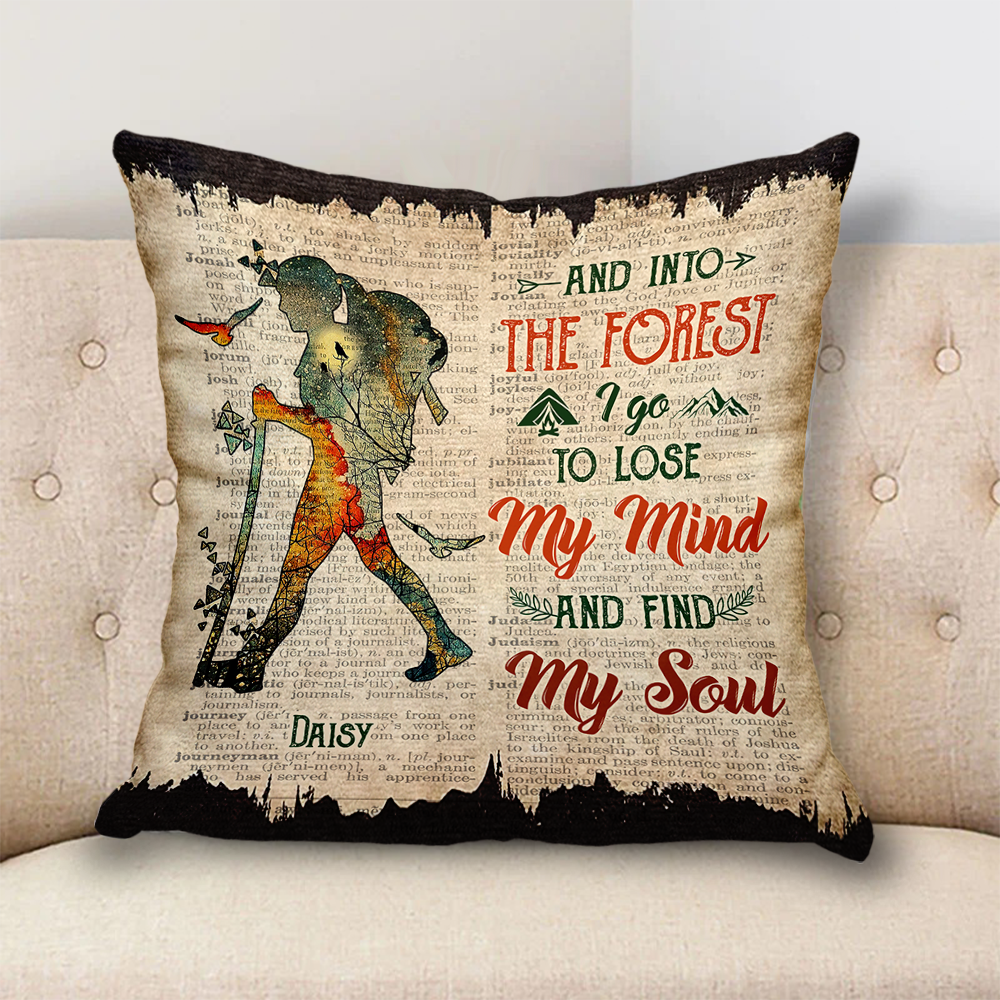 Personalized Into The Forest I Go Pillow, Gift For Camping Lover