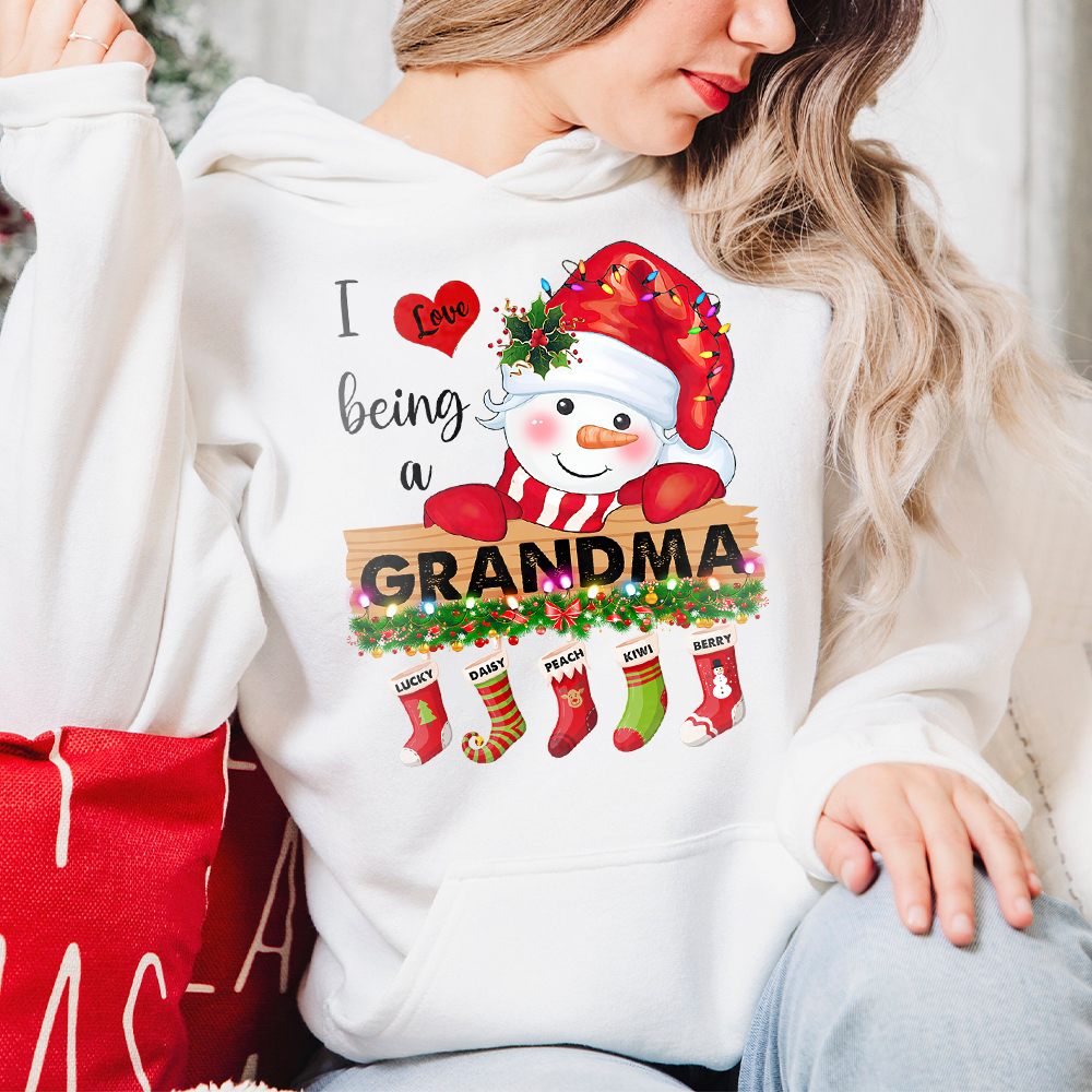 Snowman Love Being A Grandmna Nana Christmas T-shirt Hoodie CustomCat-Dung-Yen